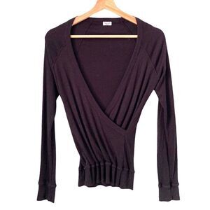 Splendid Black Wrap Long Sleeve Top in Size Medium